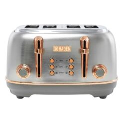 HADEN 75104 Heritage 1500-Watt 4-Slice Steel and Copper Wide Slot Retro Toaster