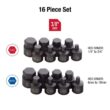 SUNEX TOOLS 3646 3/8 in. Drive Stubby Impact Hex Driver SAE and Metric Set (16-Piece)