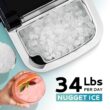 EUHOMY Nugget Ice Maker Countertop with Handle, Ready in 6 Mins, 34lbs/24H, Black