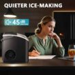 EUHOMY Nugget Ice Maker Countertop with Handle, Ready in 6 Mins, 34lbs/24H, Black