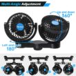 Poraxy Car Fan, 12V Cooling Fans for Backseat for Kids