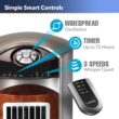 Lasko T42954 Oscillating Tower Fan, Nighttime Setting, Remote Control, 3 Quiet Speeds, 42.5", Silverwood, woodgrain and grey