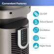 Lasko T42954 Oscillating Tower Fan, Nighttime Setting, Remote Control, 3 Quiet Speeds, 42.5", Silverwood, woodgrain and grey