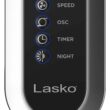 Lasko T42954 Oscillating Tower Fan, Nighttime Setting, Remote Control, 3 Quiet Speeds, 42.5", Silverwood, woodgrain and grey