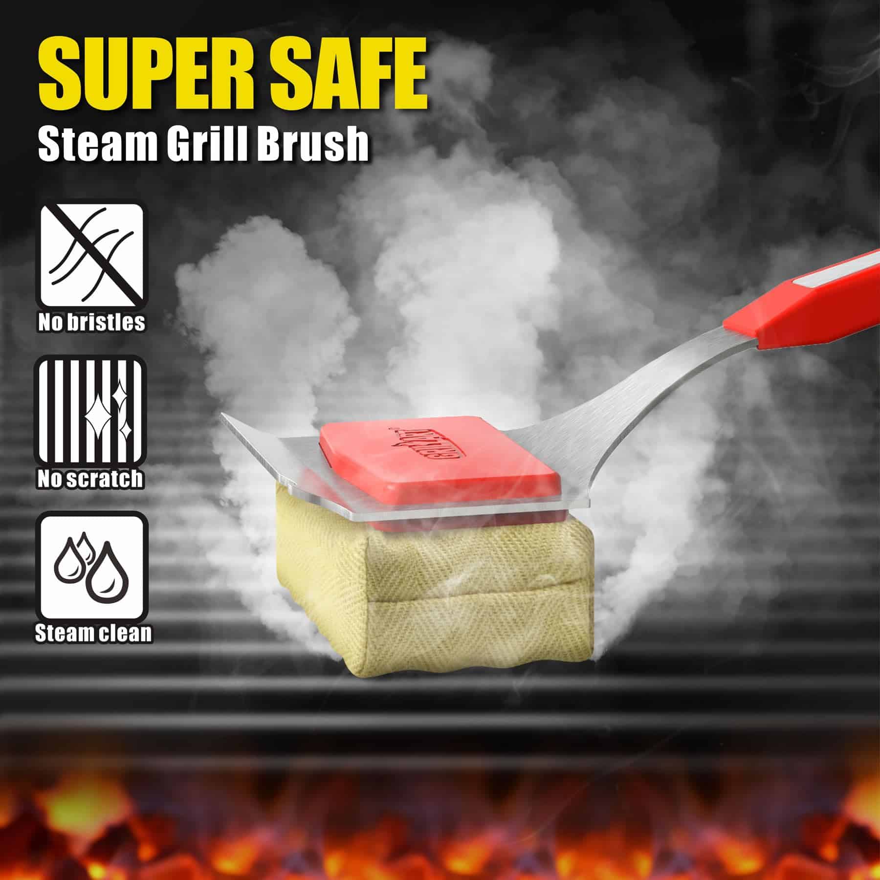GRILLART Grill Brush Bristle Free SteamWizards BBQ Replaceable Cleaning Head GRILLART Grill Brush Bristle Free SteamWizards BBQ Replaceable Cleaning Head - Image 8