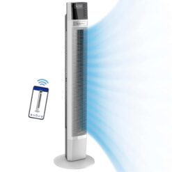 Lasko T48401 Oscillating Tower Fan, Voice Controlled, 4 Quiet Speeds, 48", White