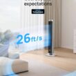 Dreo Tower Fan for Bedroom, 25 DB Quiet DC Smart Bladeless Fan, 27ft/s, Silver