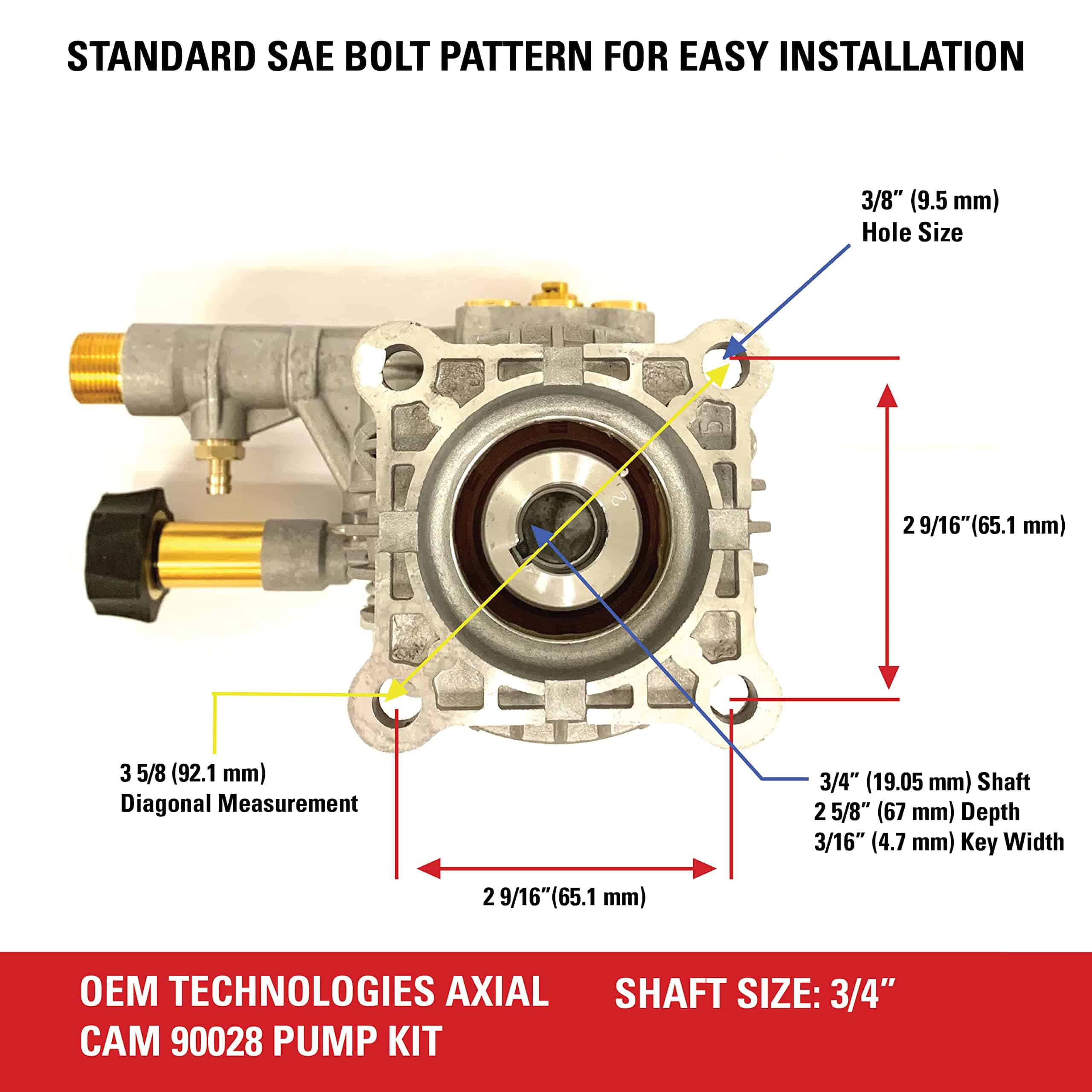 OEM Technologies 90028 Horizontal Axial Cam Replacement Pressure Washer Pump Kit, 3300 PSI, 2.4 GPM, 3/4" Shaft OEM Technologies 90028 Horizontal Axial Cam Replacement Pressure Washer Pump Kit, 3300 PSI, 2.4 GPM, 3/4" Shaft - Image 7