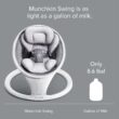Munchkin Bluetooth Enabled Lightweight Baby Swing with Natural Sway in 5 Ranges of Motion, Includes Remote Control, White