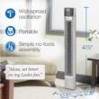 Lasko T48401 Oscillating Tower Fan, Voice Controlled, 4 Quiet Speeds, 48", White