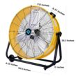 Tornado - 24 Inch High Velocity Heavy Duty Tilt Metal Drum Fan Yellow Commercial, (YELLOW)