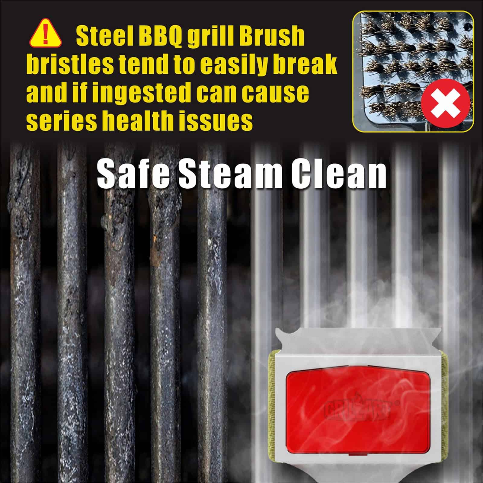 GRILLART Grill Brush Bristle Free SteamWizards BBQ Replaceable Cleaning Head GRILLART Grill Brush Bristle Free SteamWizards BBQ Replaceable Cleaning Head - Image 3