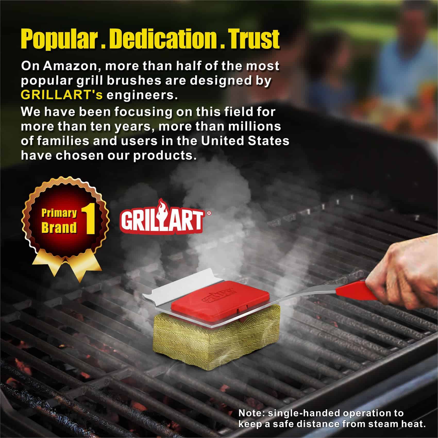 GRILLART Grill Brush Bristle Free SteamWizards BBQ Replaceable Cleaning Head GRILLART Grill Brush Bristle Free SteamWizards BBQ Replaceable Cleaning Head - Image 4