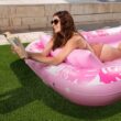 Sloosh Inflatable Tanning Pool Lounger Float-XL, 85" x 57" Extra Large Suntan Sun Tan tub, XL Hot Pink