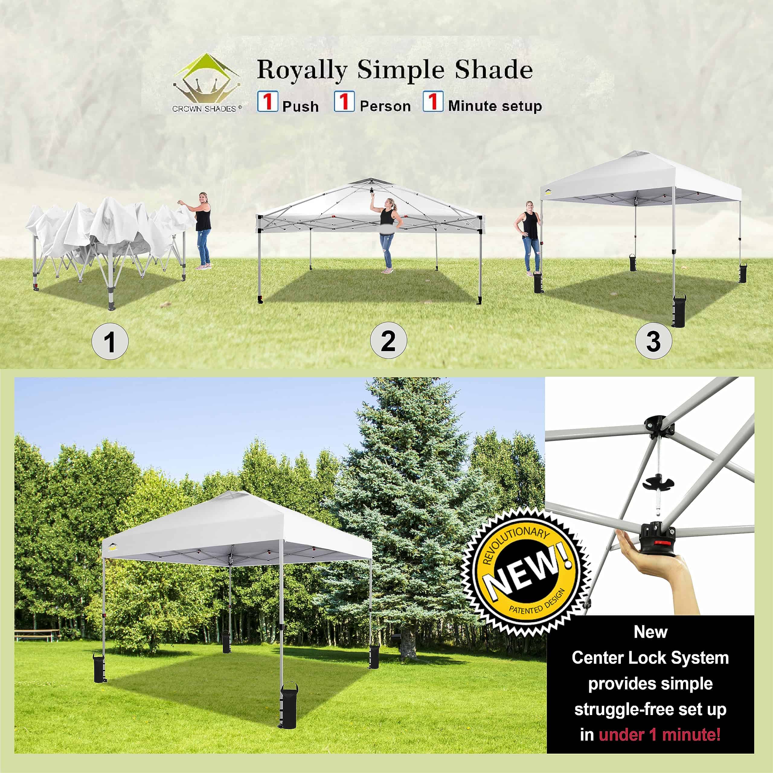 CROWN SHADES Canopy Tent, 10 x 10 Foot Portable Pop Up Outdoor Shelter, White CROWN SHADES Canopy Tent, 10 x 10 Foot Portable Pop Up Outdoor Shelter, White - Image 9