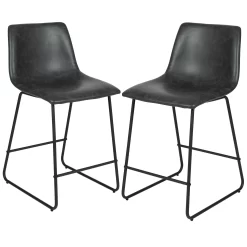 Flash Furniture Reagan Faux Leather Counter Stool, Gray, Set of 2