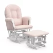 Storkcraft Hoop Glider Nursery Rocking Chair and Ottoman, White/Pink