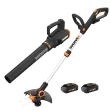 WORX Power Share 20-volt Max Cordless Battery String Trimmer and Leaf Blower Combo Kit 2 Ah (Battery & Charger Included)