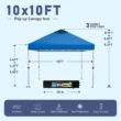 Summit Living 10x10ft Pop-up Canopy Tent Straight Legs Instant Canopy for Outside with Wheeled Bag - Blue