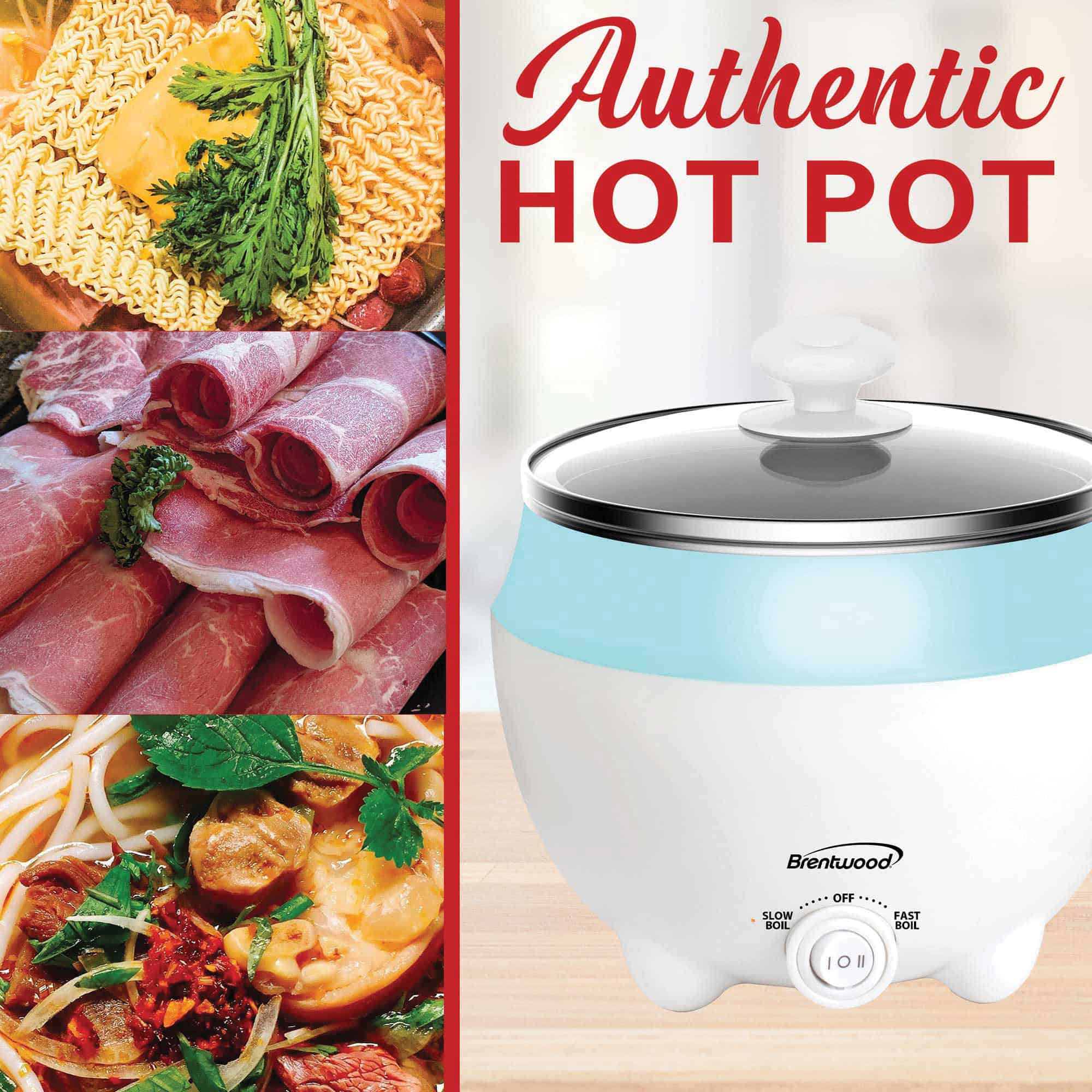 Brentwood HP-3015BL 1.6-Qt. 600-Watt Stainless Steel Electric Hot Pot Cooker and Food Steamer with Swivel Base Brentwood HP-3015BL 1.6-Qt. 600-Watt Stainless Steel Electric Hot Pot Cooker and Food Steamer with Swivel Base - Image 3