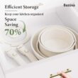 Bazova Ceramic Nonstick Cookware Set, Healthy, Non Toxic,17-Pieces Pots and Pans Set Removable Handles, Cream White