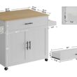 IRONCK Rolling Kitchen Island Table on Wheels, White