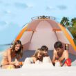 Oileus X-Large 4 Person Beach Tent Sun Shelter - Portable Sun Shade Instant Tent for Beach, Orange