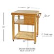 Home Aesthetics Rolling Kitchen Island Cart with Drawers Shelves, Towel Rack, Bamboo Wood