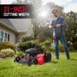 PowerSmart Gas Lawn Mower, 21 inches 144cc 2-in-1 Walk-Behind , Side Discharge Push Lawn Mower