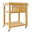Home Aesthetics Rolling Kitchen Island Cart with Drawers Shelves, Towel Rack, Bamboo Wood