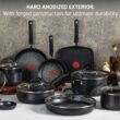 T-fal Ultimate Hard Anodized Nonstick Cookware Set 17 Piece, Oven Broiler Safe 400F, Lid Safe 350F