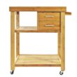 Home Aesthetics Rolling Kitchen Island Cart with Drawers Shelves, Towel Rack, Bamboo Wood