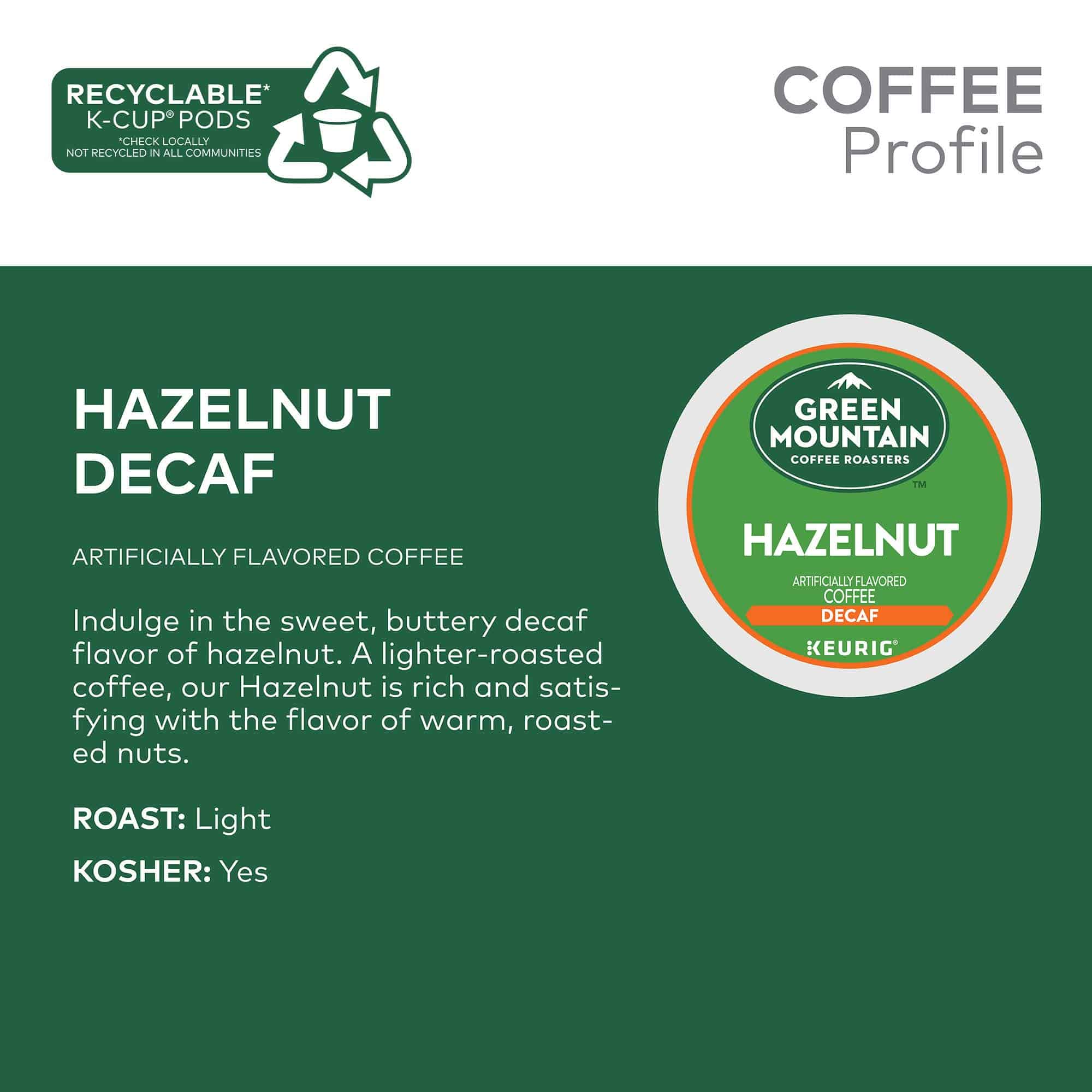 Green Mountain Coffee Roasters Hazelnut Decaf Coffee, Keurig Single-Serve K-Cup pods, Light Roast, 96 Count (4 Packs of 24) Green Mountain Coffee Roasters Hazelnut Decaf Coffee, Keurig Single-Serve K-Cup pods, Light Roast, 96 Count (4 Packs of 24) - Image 13