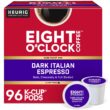 Eight O'Clock Coffee Dark Italian Espresso Roast Keurig Single-Serve K-Cup Pods, Dark Roast Coffee, 96 Count (4 Packs of 24)