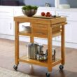 Home Aesthetics Rolling Kitchen Island Cart with Drawers Shelves, Towel Rack, Bamboo Wood