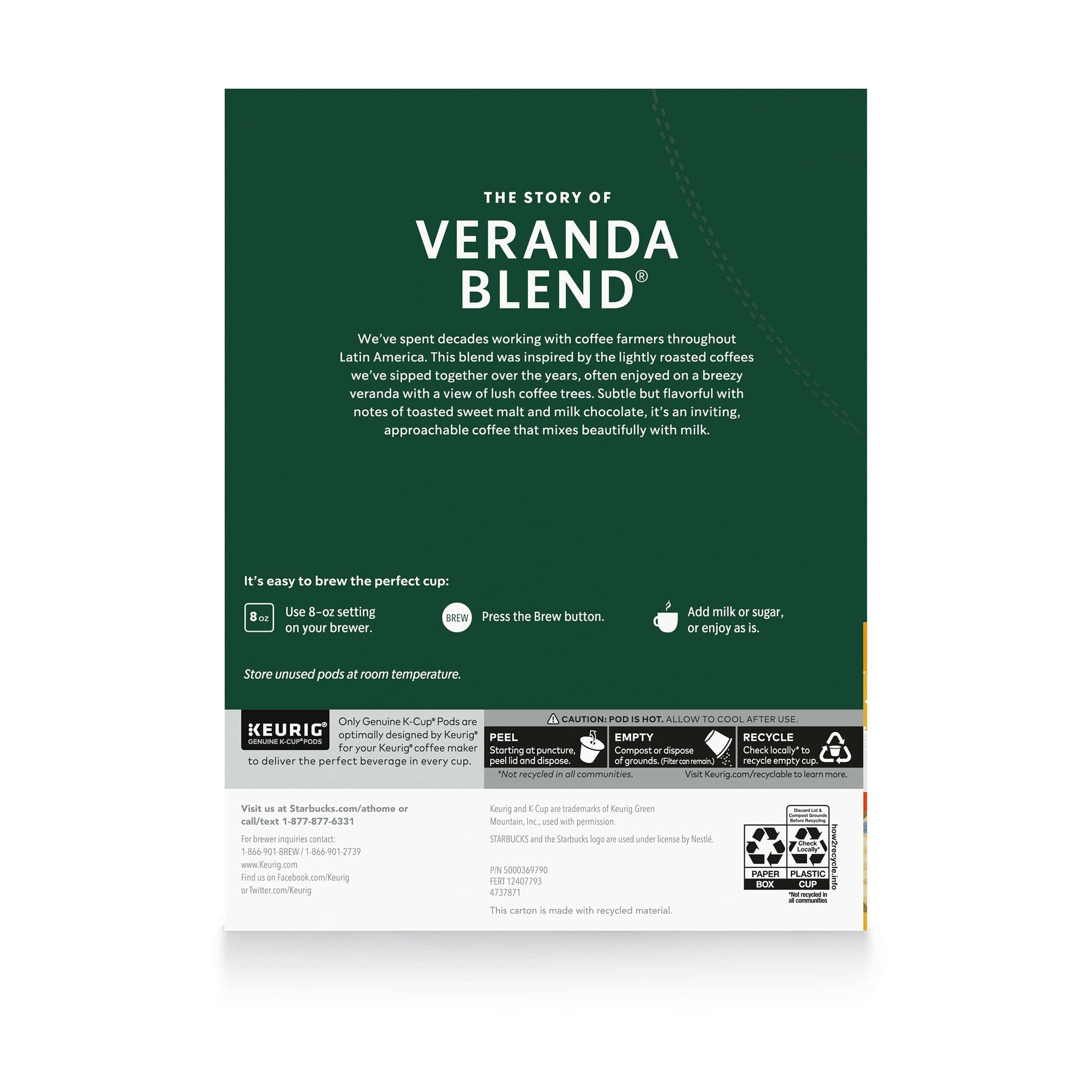 Starbucks K-Cup Coffee Pods, Starbucks Blonde Roast Coffee, Veranda Blend for Keurig Brewers, 4 boxes (96 pods total) Starbucks K-Cup Coffee Pods, Starbucks Blonde Roast Coffee, Veranda Blend for Keurig Brewers, 4 boxes (96 pods total) - Image 2