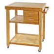 Home Aesthetics Rolling Kitchen Island Cart with Drawers Shelves, Towel Rack, Bamboo Wood