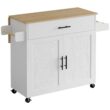 IRONCK Rolling Kitchen Island Table on Wheels, White