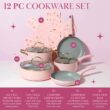 Paris Hilton Epic Nonstick Pots and Pans Set, Dishwasher Safe Cookware Set, 12-Piece, Pink
