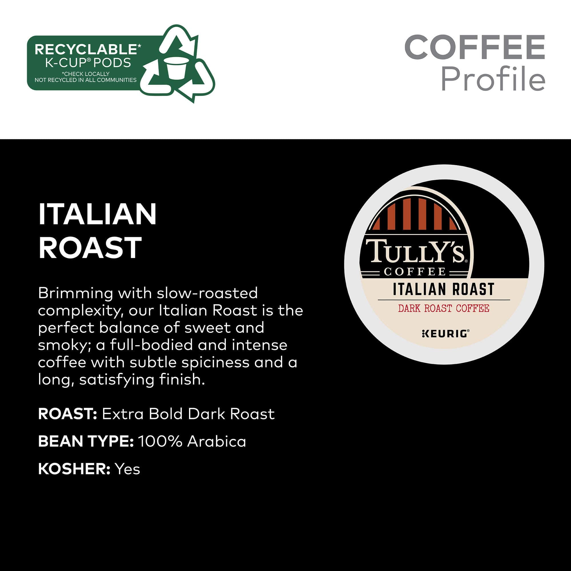 Tully's Coffee Italian Roast, Keurig Single-Serve K-Cup Pods, Dark Roast Coffee, 72 Count (6 Packs of 12) Tully's Coffee Italian Roast, Keurig Single-Serve K-Cup Pods, Dark Roast Coffee, 72 Count (6 Packs of 12) - Image 10