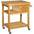 Home Aesthetics Rolling Kitchen Island Cart with Drawers Shelves, Towel Rack, Bamboo Wood