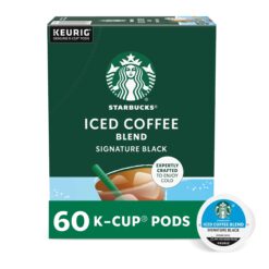 Starbucks K-Cup Coffee Pods, Medium Roast Iced Coffee Blend, Signature Black for Keurig Coffee Makers, 6 Boxes (60 Pods Total)