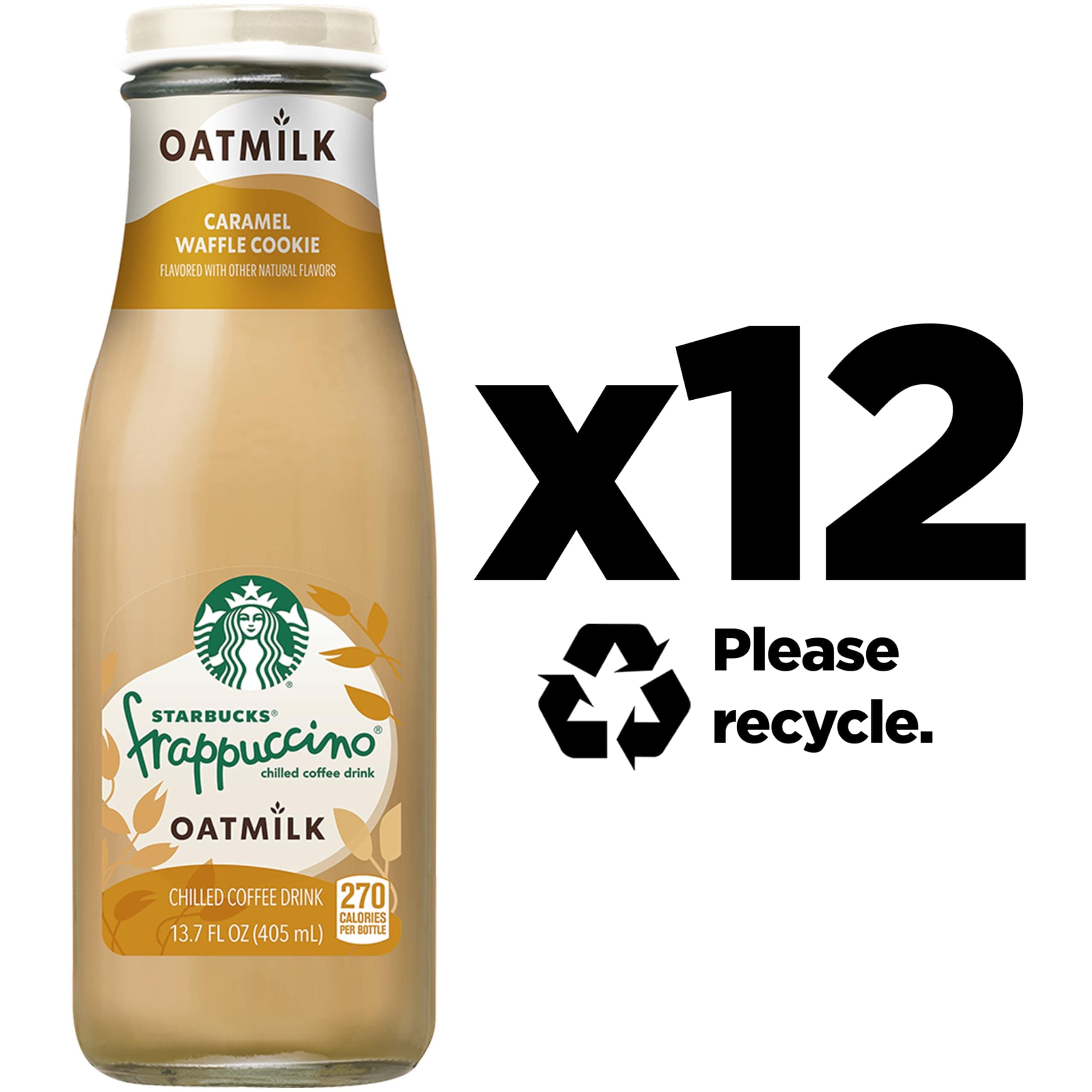 Starbucks Oatmilk Frappuccino, Coffee Drink, Caramel Waffle Cookie Oat Milk, 13.7 fl oz Bottles (12 Pack), Iced Coffee Starbucks Oatmilk Frappuccino, Coffee Drink, Caramel Waffle Cookie Oat Milk, 13.7 fl oz Bottles (12 Pack), Iced Coffee - Image 4