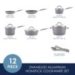 Rachael Ray - 16802 Rachael Ray Cucina Nonstick Cookware Pots and Pans Set, 12 Piece, Sea Salt Gray