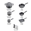 T-fal Signature Nonstick Cookware Set 12 Piece, Oven Broiler Safe 350F, Dishwasher Safe, Black