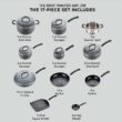 T-fal Ultimate Hard Anodized Nonstick Cookware Set 17 Piece, Oven Broiler Safe 400F, Lid Safe 350F