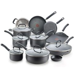 T-fal Ultimate Hard Anodized Nonstick Cookware Set 17 Piece, Oven Broiler Safe 400F, Lid Safe 350F