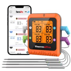 ThermoPro TP930 650FT Wireless Meat Thermometer, Bluetooth Meat Thermometer with 4 Color-Coded Meat Probes