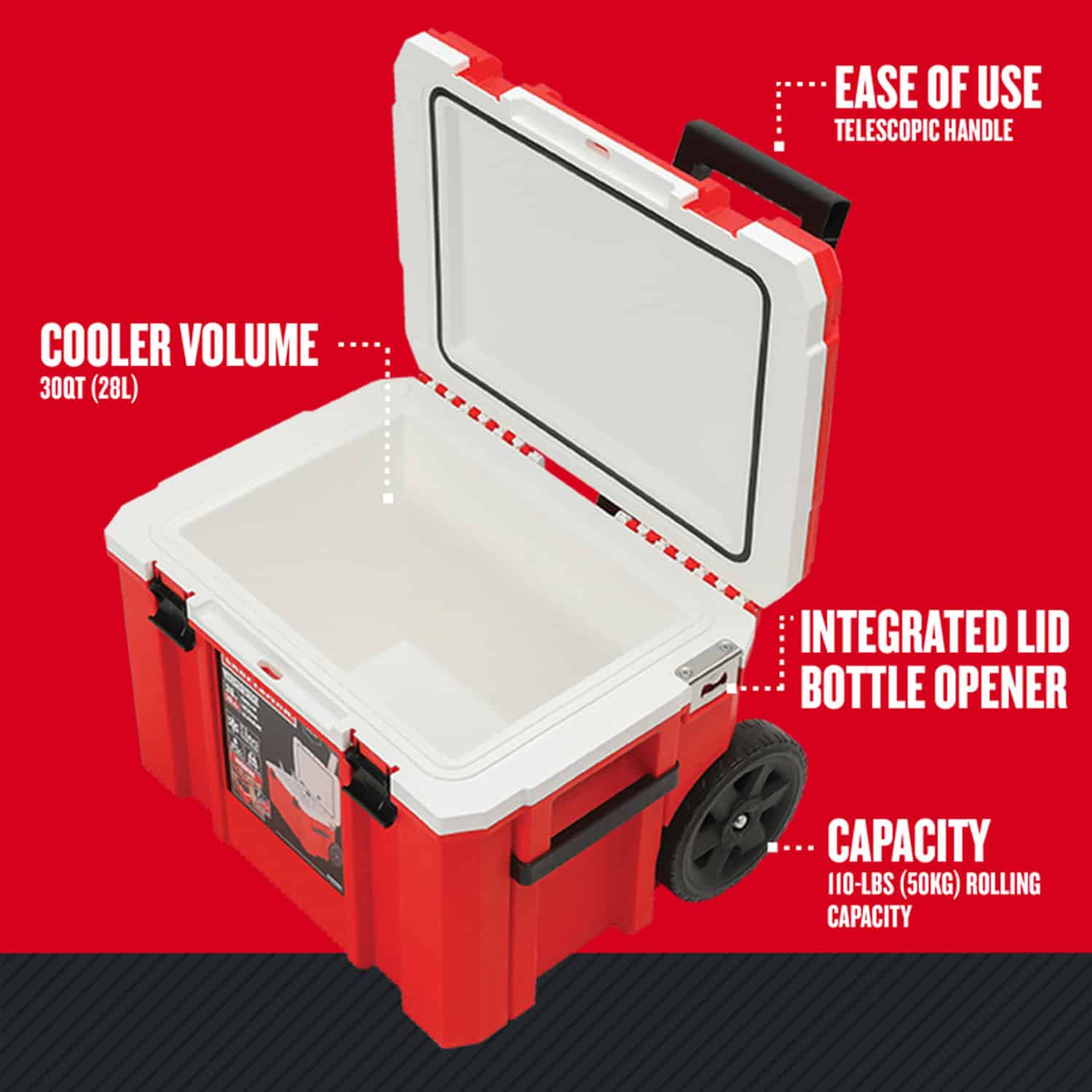 Craftsman VERSASTACK Black/Red 30 qt Cooler Craftsman VERSASTACK Black/Red 30 qt Cooler - Image 6