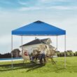 Summit Living 10x10ft Pop-up Canopy Tent Straight Legs Instant Canopy for Outside with Wheeled Bag - Blue